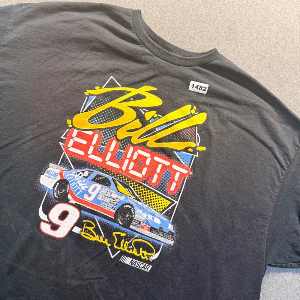 NASCAR Bill Elliott Racing Graphic T-Shirt Mens 4XL Black Cotton Short Sleeve